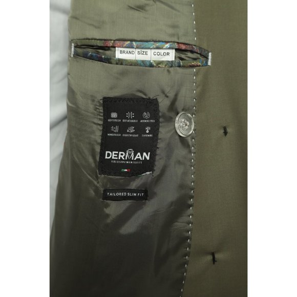 Derman Double Breasted Olive Green Royal Series Suit - Picture 5 of 5